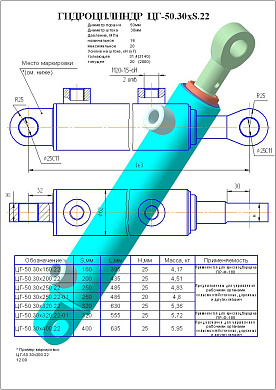 Гидроцилиндр ЦГ-50.30х400.22